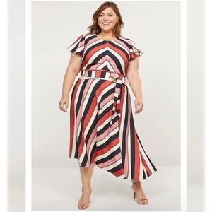NWT Lane Bryant striped asymmetrical colorful dress